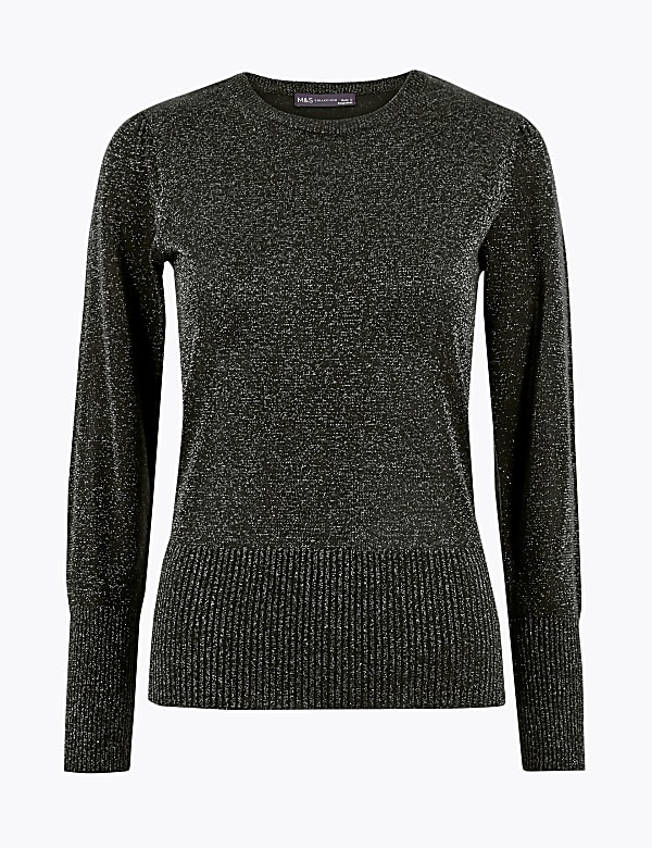 Lurex Gathered Shoulder Jumper