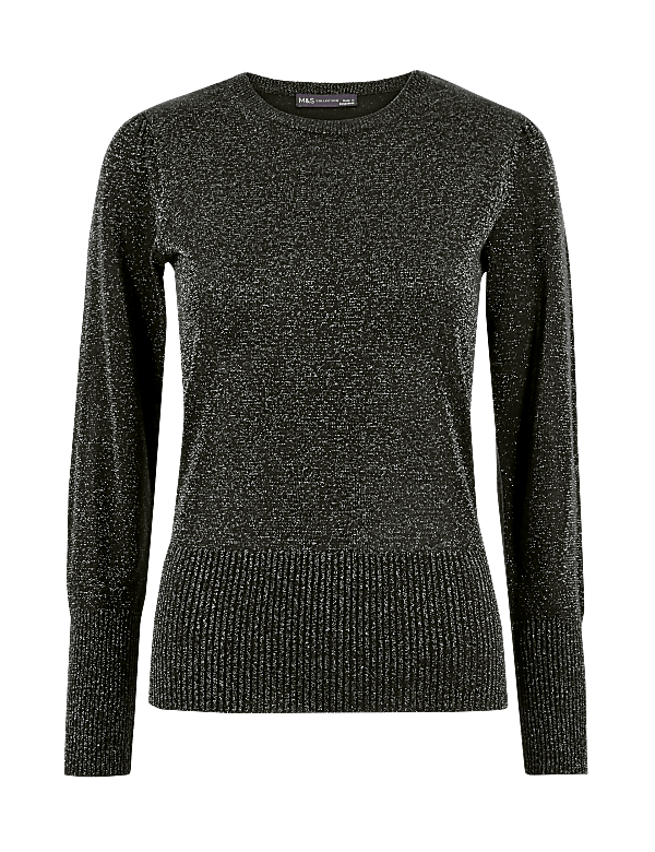 Lurex Gathered Shoulder Jumper