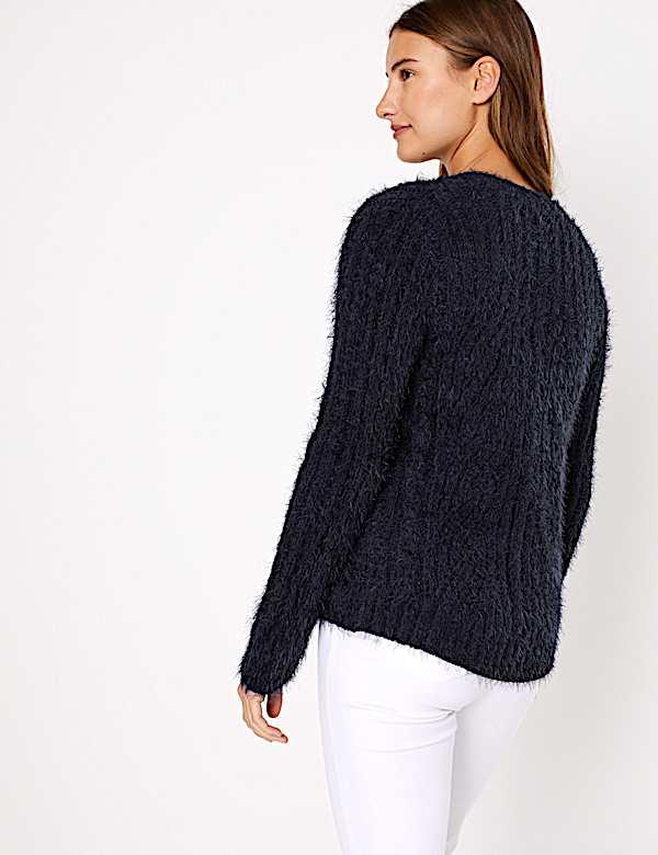 Chenille Cable Knit V-Neck Cardigan