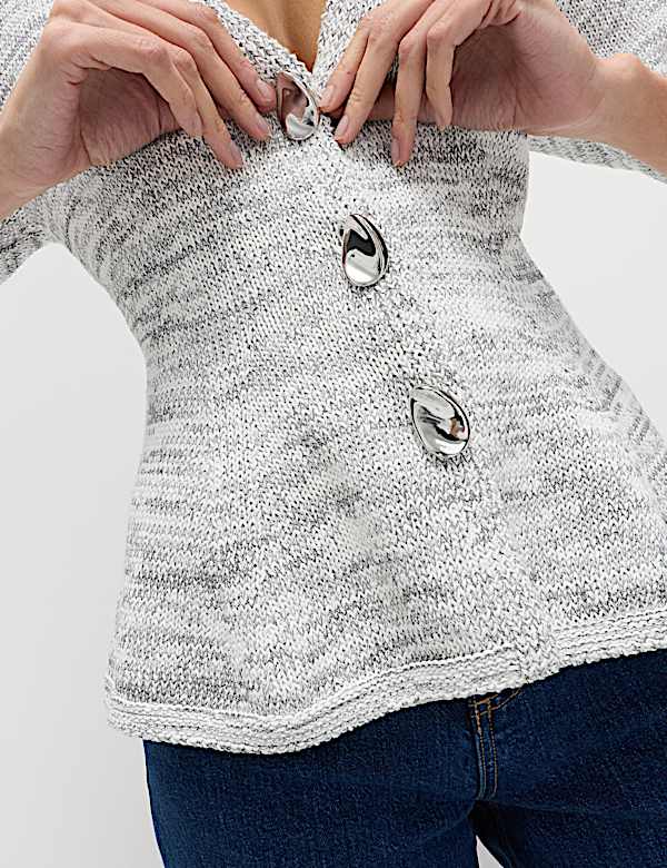 Cardigan p&eacute;plum coupe slim en coton &agrave; col en V - CA