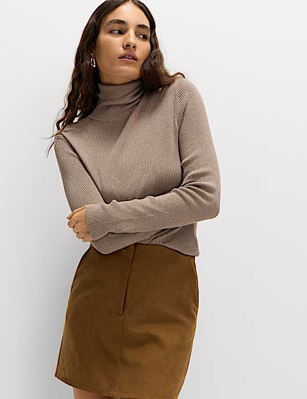 Ribbed Roll Neck Jumper