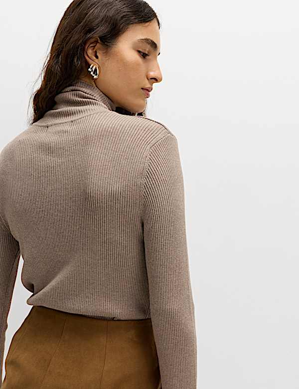 Ribbed Roll Neck Jumper