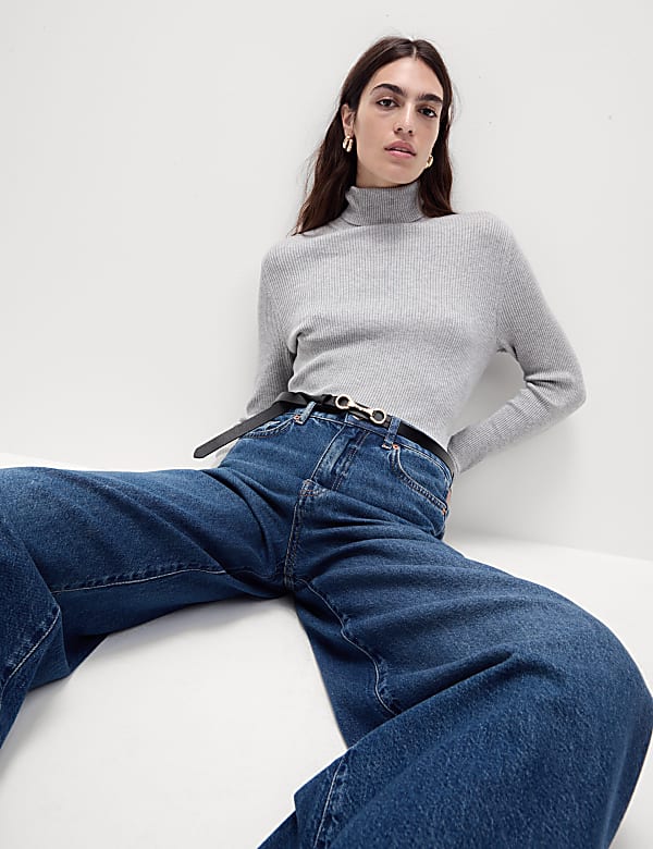Ribbed Roll Neck Jumper