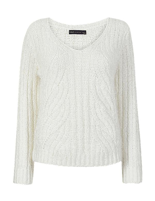 Textured V-Neck Jumper
