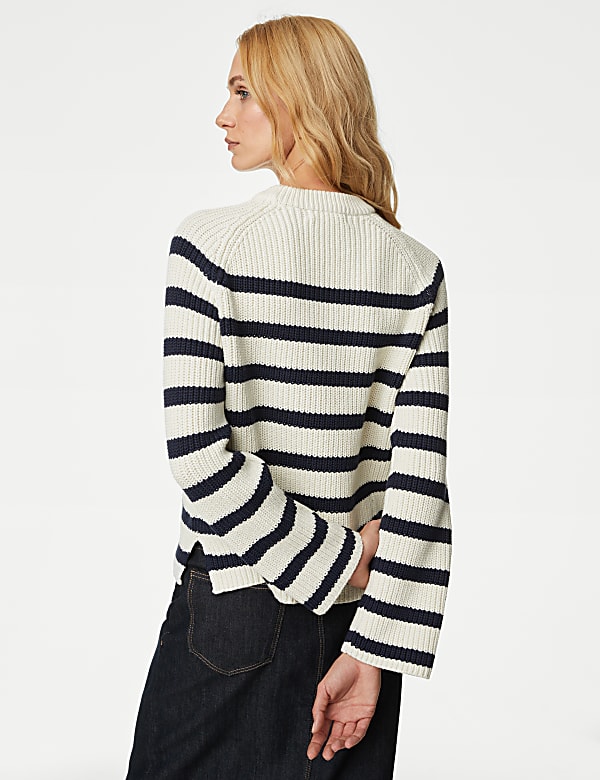 Jumper Bertekstur Motif Garis Bahan Katun - ID