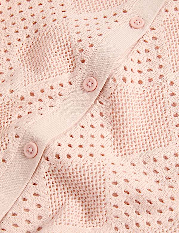Cotton Rich Textured Collared Knitted Top