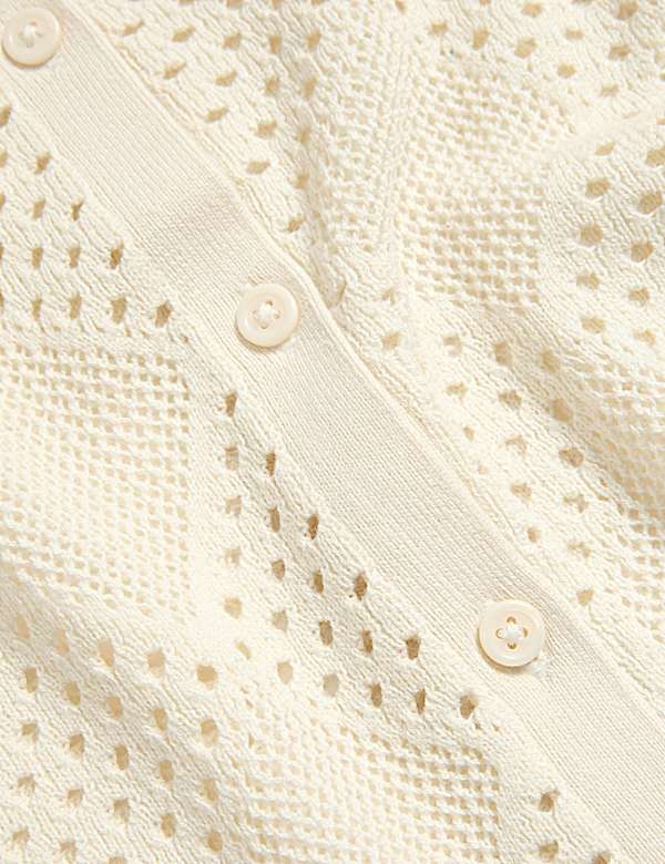 Cotton Rich Textured Collared Knitted Top