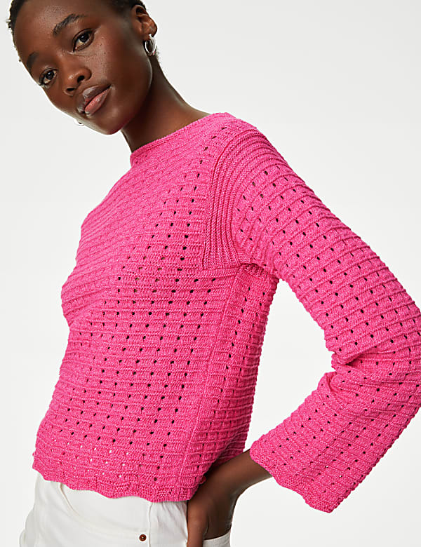 Cotton Rich Textured Crew Neck Jumper SUNSHINE Jumpers M S PL