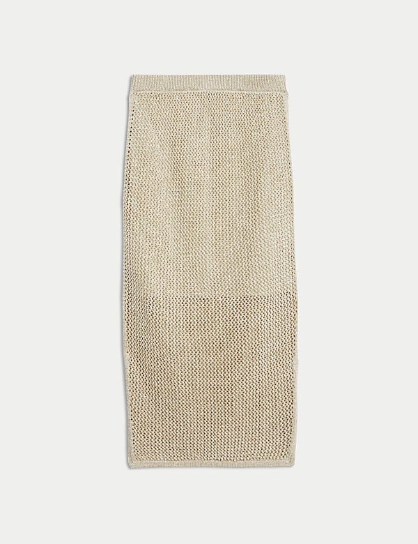 Falda de punto a media pierna de algod&oacute;n texturizada - US