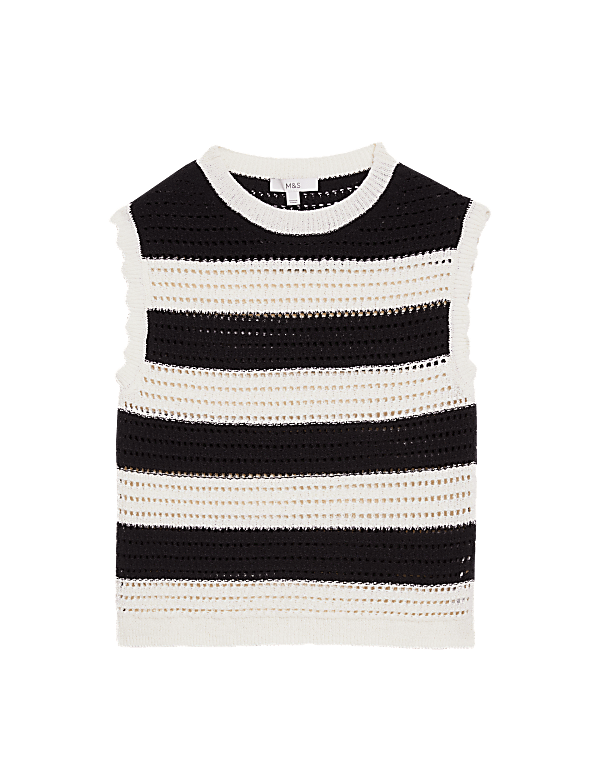 Cotton Rich Striped Knitted Top