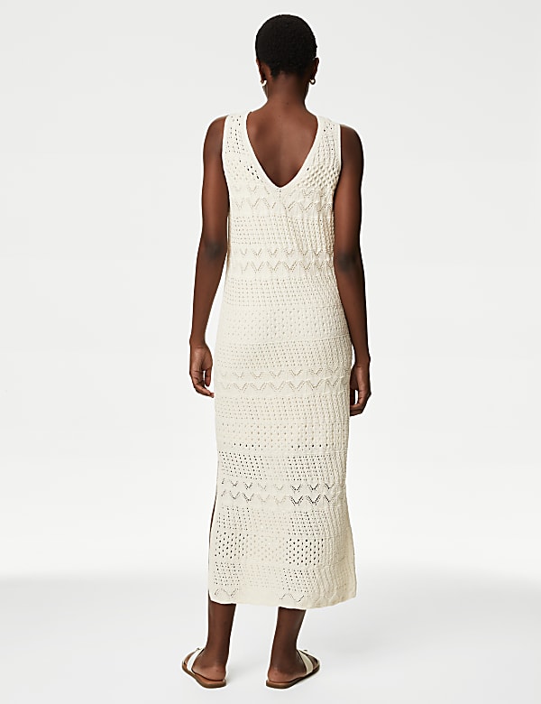 Midi-Strickkleid mit hohem Baumwollanteil und Strukturmuster - DE