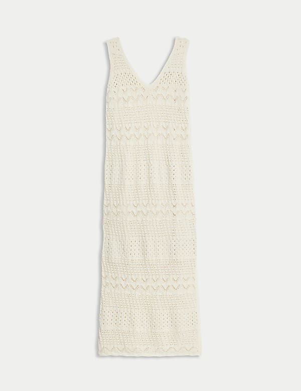Midi-Strickkleid mit hohem Baumwollanteil und Strukturmuster - DE