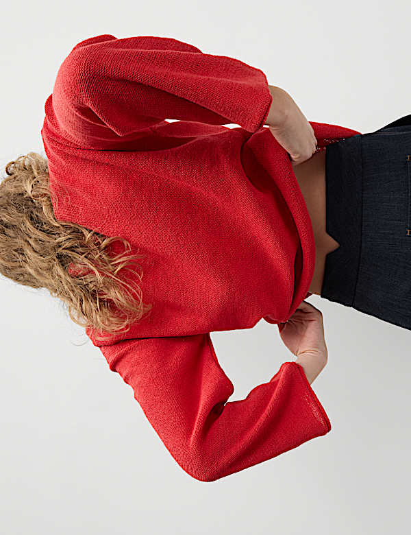 Cotton Blend Textured Crew Neck Jumper - ES