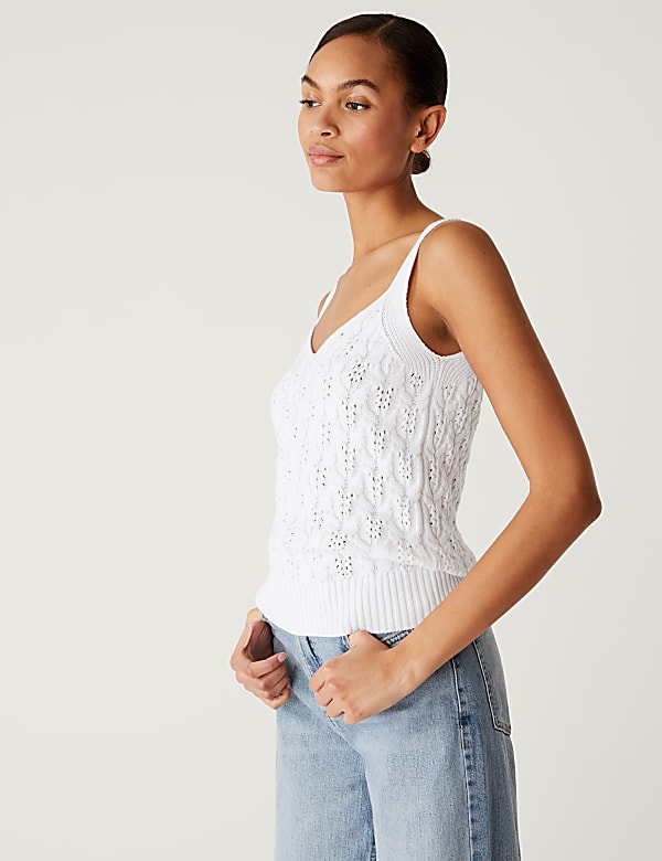 Cotton Rich Textured V-Neck Knitted Vest