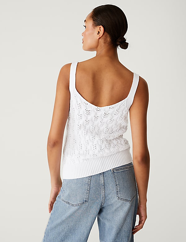 Cotton Rich Textured V-Neck Knitted Vest