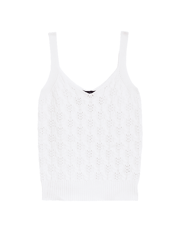 Cotton Rich Textured V-Neck Knitted Vest