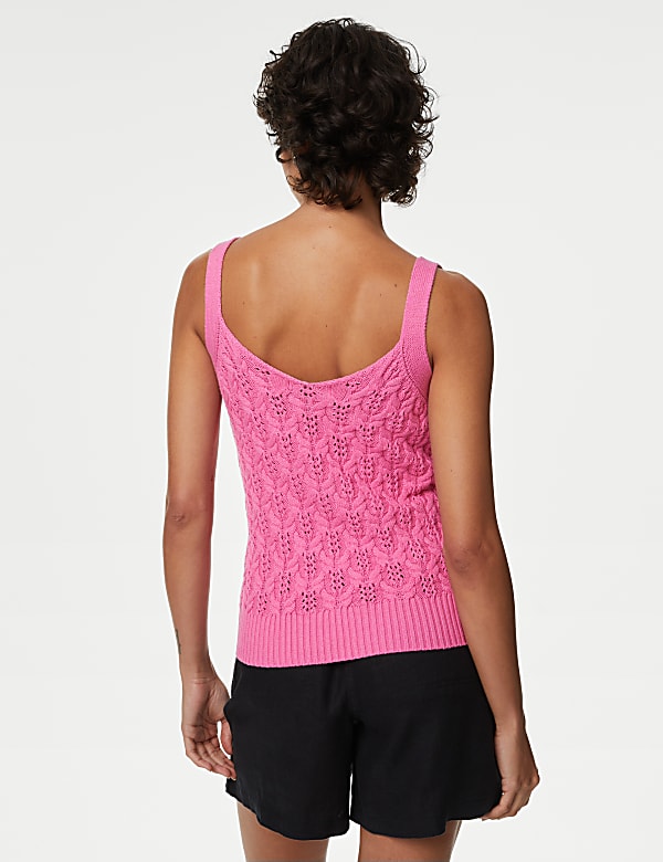 Cotton Rich Textured V-Neck Knitted Vest