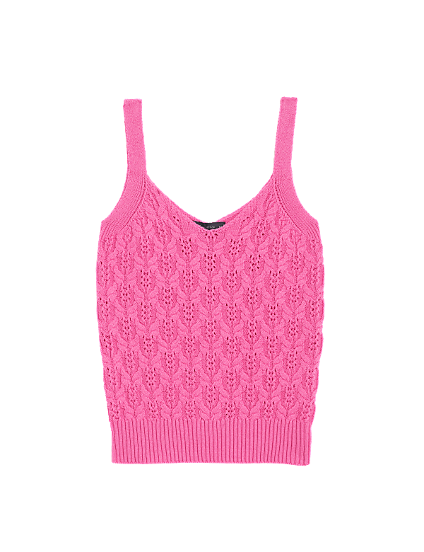 Cotton Rich Textured V-Neck Knitted Vest