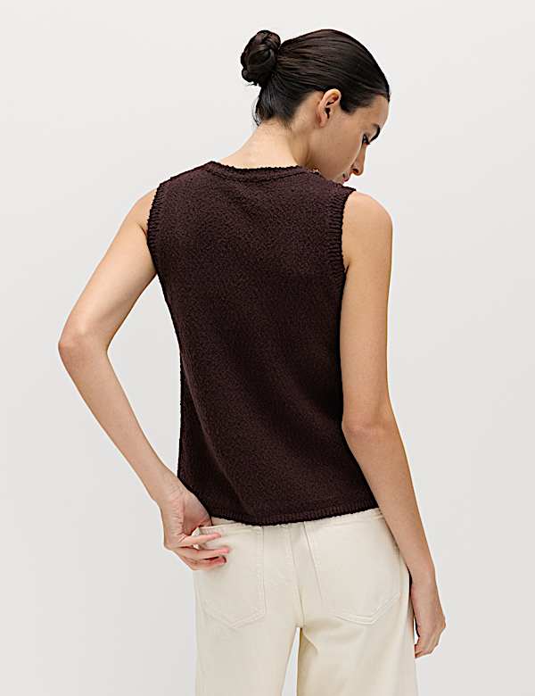 Cotton Rich Chain Trim Knitted Vest - CH