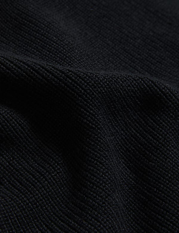 Cotton Rich Ribbed V-Neck Edge to Edge Cardigan