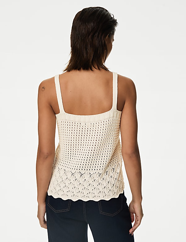 Pointelle Textured V Neck Knitted Vest