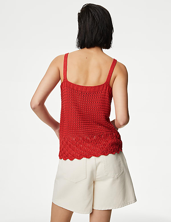 Pointelle Textured V Neck Knitted Vest