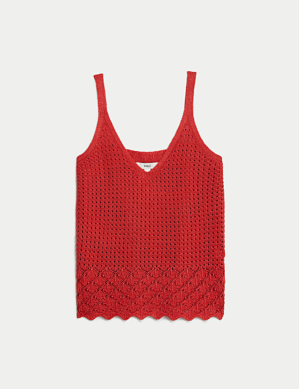 Pointelle Textured V Neck Knitted Vest - HR