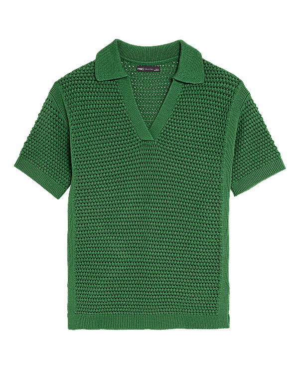 Pure Cotton Collared Knitted Top