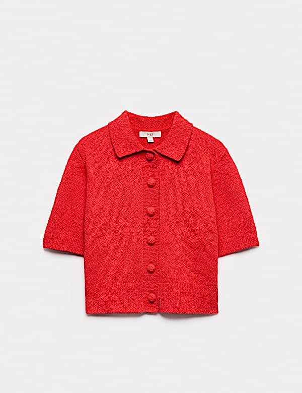 Cotton Rich Textured Cropped Cardigan - SE