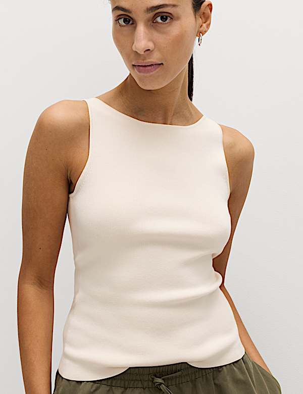 Maillot de corps coupe slim en maille &agrave; col rond - CH