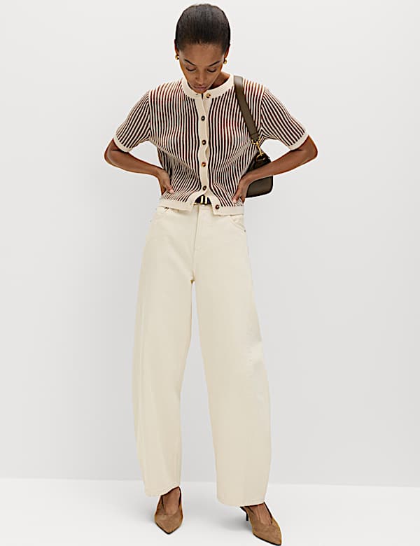 Cotton Rich Textured Cropped Cardigan - RS