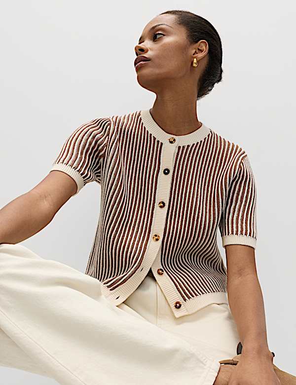 Cotton Rich Textured Cropped Cardigan - RS