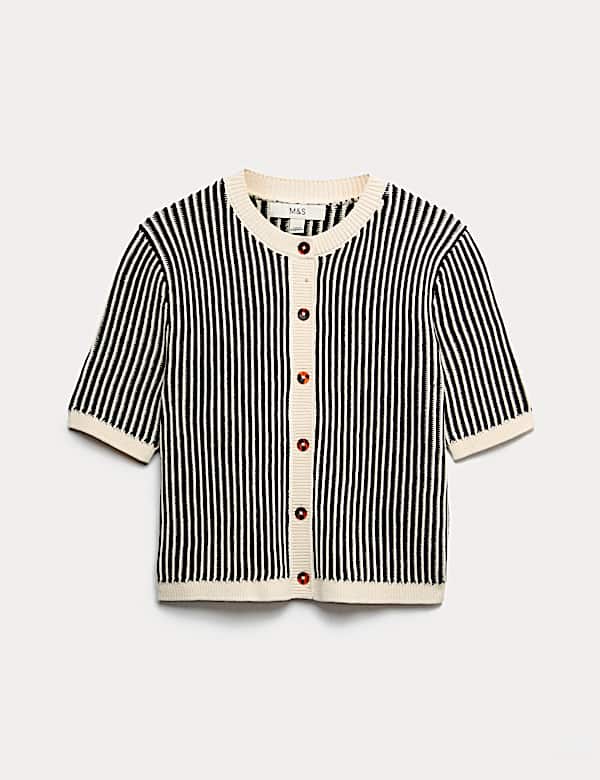 Cardigan court en coton textur&eacute; - CH