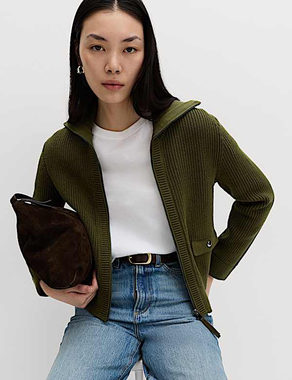Cotton Rich Pocket Detail Knitted Jacket - DK