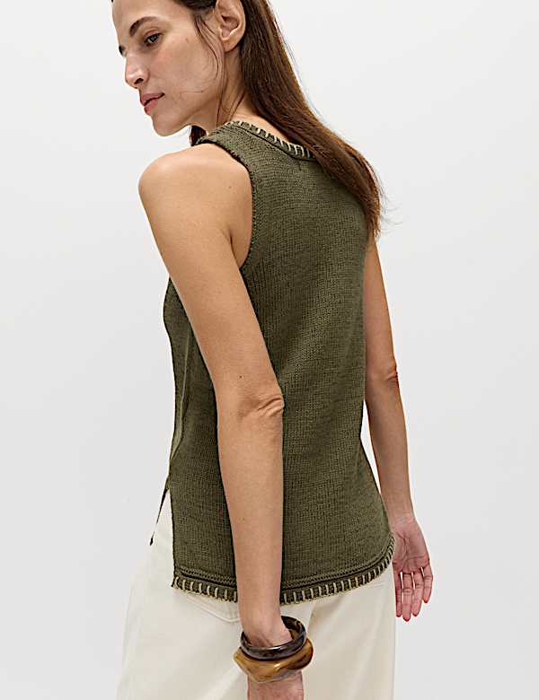 Cotton Rich Textured Whipstitch Knitted Vest - NZ
