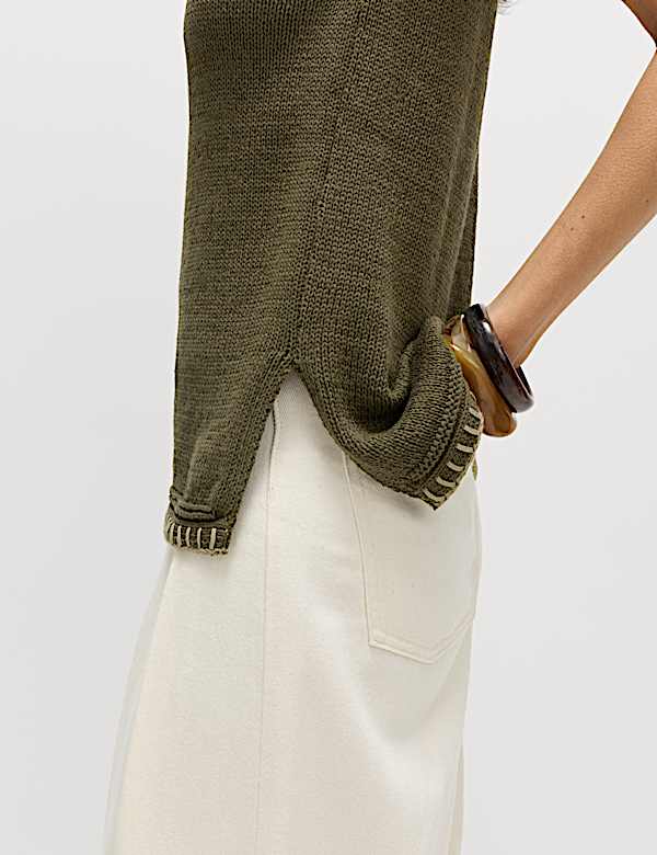 Cotton Rich Textured Whipstitch Knitted Vest - NZ