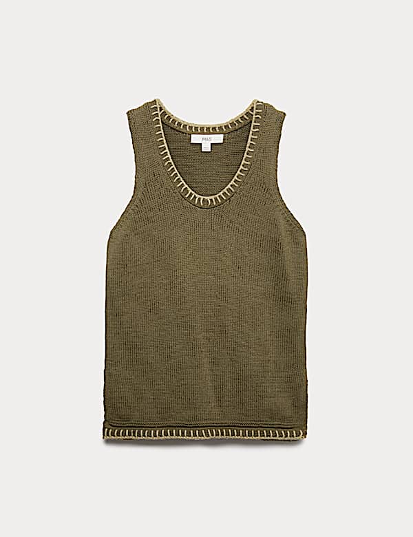 Cotton Rich Textured Whipstitch Knitted Vest - NZ