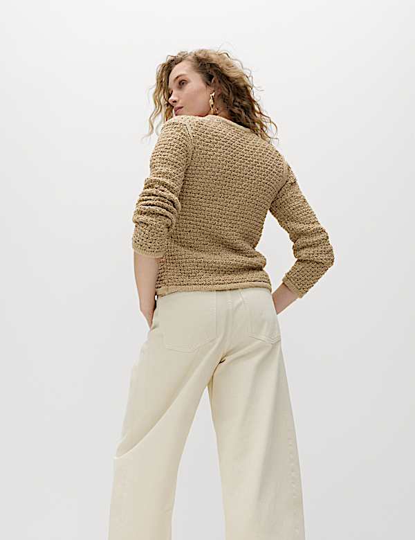 Veste raccourcie en maille de coton textur&eacute; - LU