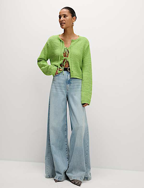 Katoenrijk vest met structuurdessin - NL