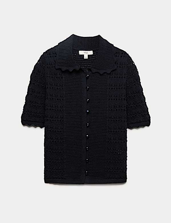 Cotton Blend Open Stitch Cardigan - BG