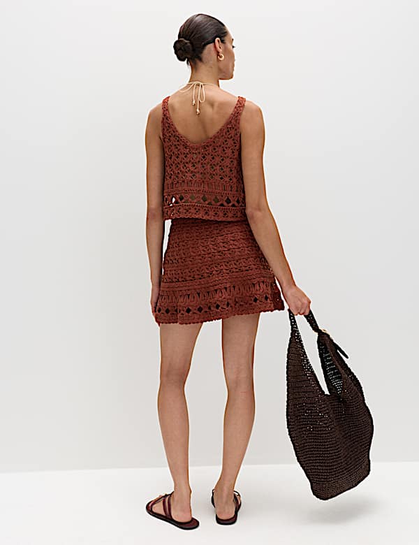 Crochet-Style Mini Knitted Skirt - RO