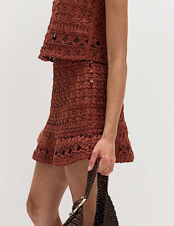 Crochet-Style Mini Knitted Skirt - RO