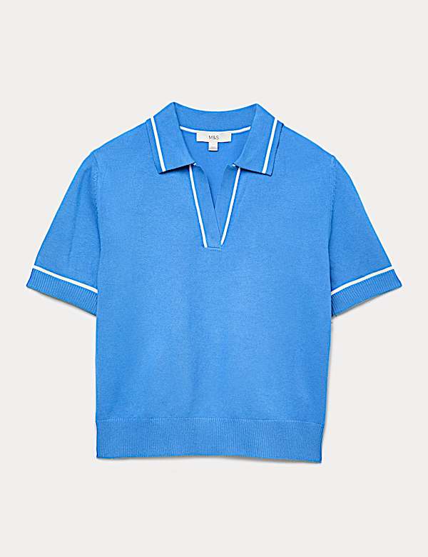 Ribbed Collared Knitted Top - RS