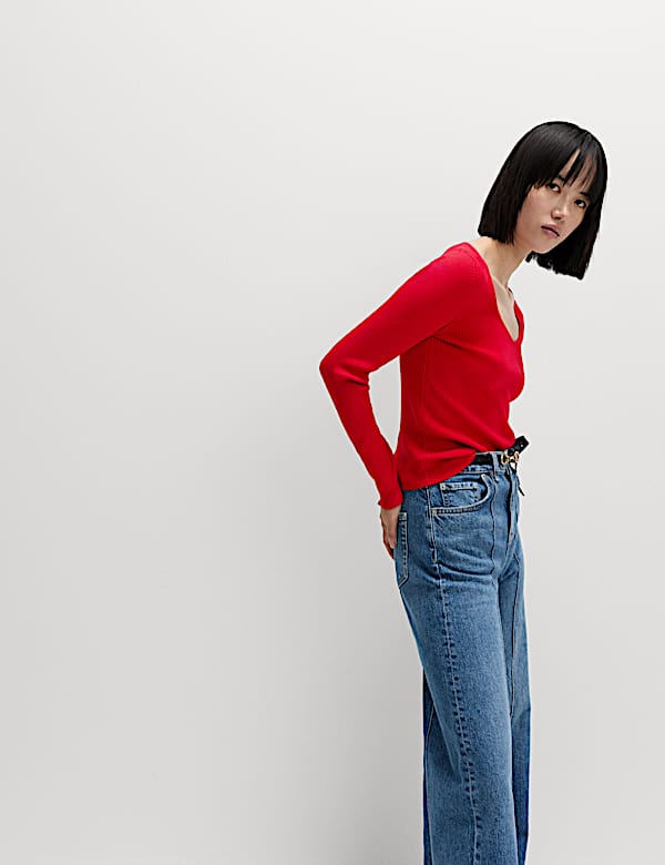 Ribbed Sweetheart Fitted Knitted Top - NZ