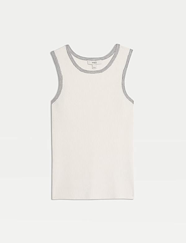 Ribbed Fitted Tipped Detail Vest - AT