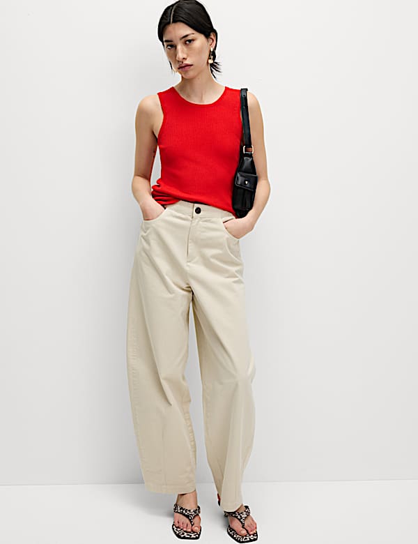 Maillot de corps coupe ajust&eacute;e en maille c&ocirc;tel&eacute;e &agrave; col rond - FR