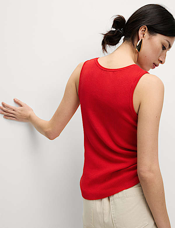 Maillot de corps coupe ajust&eacute;e en maille c&ocirc;tel&eacute;e &agrave; col rond - FR