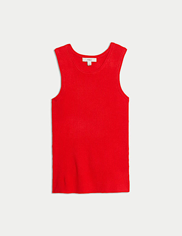 Maillot de corps coupe ajust&eacute;e en maille c&ocirc;tel&eacute;e &agrave; col rond - FR