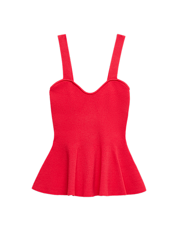 Ribbed Sweetheart Peplum Knitted Vest