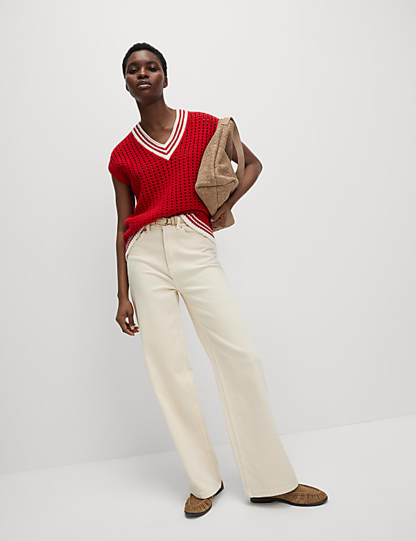 Cotton Rich Tipped Detail Knitted Vest